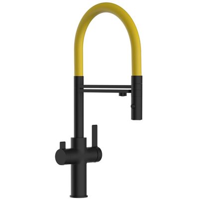 VIZIO NIEDERDRUCK 3 Wege Wasserhahn Küchenarmatur FC mit 360° Schwenkbarem Auslauf Abnehmbare 2 Strahl Handbrause Schwarz Matt Gelb VIZIO NIEDERDRUCK 3 Wege Wasserhahn Küchenarmatur FC mit 360° Schwenkbarem Auslauf Abnehmbare 2 Strahl Handbrause Schwarz Matt Gelb