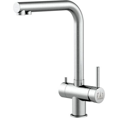 VIZIO NIEDERDRUCK 3 Wege Wasserhahn Küchenarmatur Edelstahl Massiv 360° Schwenkbarem L Auslauf Edelstahl Gebürstet VIZIO NIEDERDRUCK 3 Wege Wasserhahn Küchenarmatur Edelstahl Massiv 360° Schwenkbarem L Auslauf Edelstahl Gebürstet