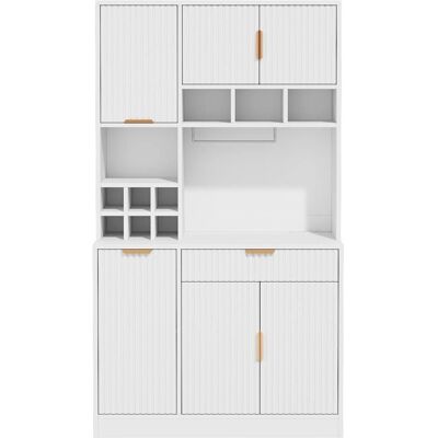 Merax Buffetschrank 100x40x175cm USB Steckdose Weinglashalter Weiß Merax Buffetschrank 100x40x175cm USB Steckdose Weinglashalter Weiß
