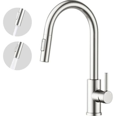 AICA Küchenarmatur Säulenbrause-Wasserhahn Küche Zwei Wasserauslassmodi Mischbatterie Ausziehbar 360° Drehbar Einhand-Spültischarmatur Gebürstet AICA Küchenarmatur Säulenbrause-Wasserhahn Küche Zwei Wasserauslassmodi Mischbatterie Ausziehbar 360° Drehbar Einhand-Spültischarmatur Gebürstet