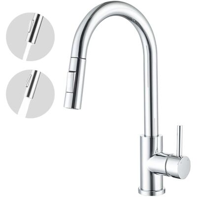 AICA Küchenarmatur Säulenbrause-Wasserhahn Küche Zwei Wasserauslassmodi Mischbatterie Ausziehbar 360° Drehbar Einhand-Spültischarmatur Chrom AICA Küchenarmatur Säulenbrause-Wasserhahn Küche Zwei Wasserauslassmodi Mischbatterie Ausziehbar 360° Drehbar Einhand-Spültischarmatur Chrom
