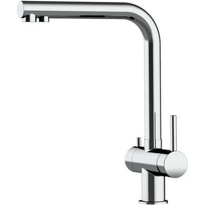 VIZIO 3 Wege Wasserhahn Küchenarmatur Edelstahl Massiv mit 360° Schwenkbarem L Auslauf Hochglanz Poliert VIZIO 3 Wege Wasserhahn Küchenarmatur Edelstahl Massiv mit 360° Schwenkbarem L Auslauf Hochglanz Poliert