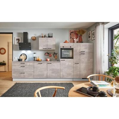 pino Küchenzeile 350 cm Beton Perlgrau Anschlag R 1 Geräte-, 1 Apothekerschrank pino Küchenzeile 350 cm Beton Perlgrau Anschlag R 1 Geräte-, 1 Apothekerschrank