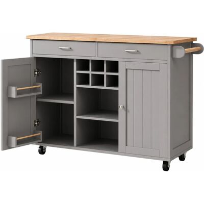 Merax Kücheninsel 102x45x92cm Holzoptik Buffetschrank Stauraum Grau Merax Kücheninsel 102x45x92cm Holzoptik Buffetschrank Stauraum Grau
