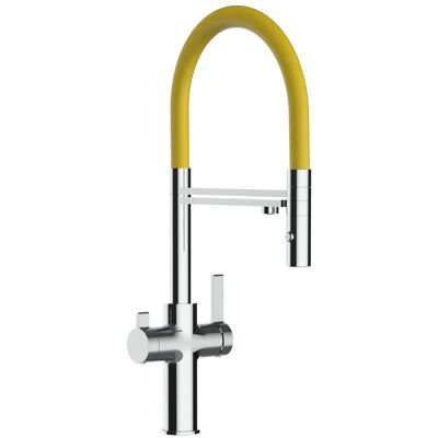 VIZIO NIEDERDRUCK 3 Wege Wasserhahn Küchenarmatur FC mit 360° Schwenkbarem Auslauf Abnehmbare 2 Strahl Handbrause Verchromt Gelb VIZIO NIEDERDRUCK 3 Wege Wasserhahn Küchenarmatur FC mit 360° Schwenkbarem Auslauf Abnehmbare 2 Strahl Handbrause Verchromt Gelb