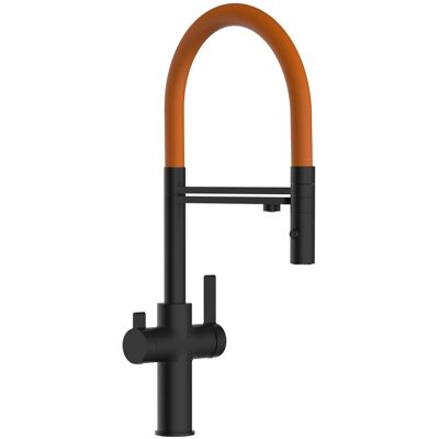 VIZIO NIEDERDRUCK 3 Wege Wasserhahn Küchenarmatur FC mit 360° Schwenkbarem Auslauf Abnehmbare 2 Strahl Handbrause Schwarz Matt Orange VIZIO NIEDERDRUCK 3 Wege Wasserhahn Küchenarmatur FC mit 360° Schwenkbarem Auslauf Abnehmbare 2 Strahl Handbrause Schwarz Matt Orange
