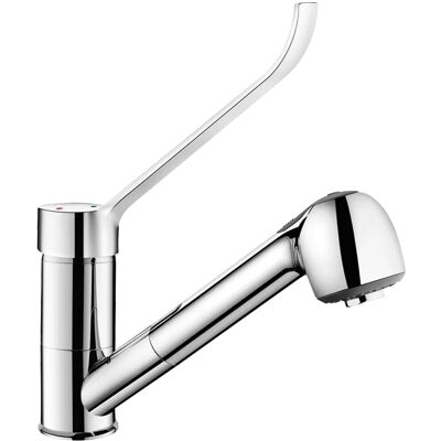 Delabie EHM med Einhebelmischer Schwenkauslauf H105 mm, Auszugbrause, Hygienehebel Delabie EHM med Einhebelmischer Schwenkauslauf H105 mm, Auszugbrause, Hygienehebel