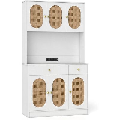 Costway Küchenschrank mit 2 Steckdosen & 2 Usb-Anschlüssen Weiß Costway Küchenschrank mit 2 Steckdosen & 2 Usb-Anschlüssen Weiß