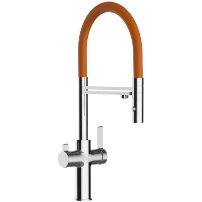 VIZIO NIEDERDRUCK 3 Wege Wasserhahn Küchenarmatur FC mit 360° Schwenkbarem Auslauf Abnehmbare 2 Strahl Handbrause Verchromt Orange VIZIO NIEDERDRUCK 3 Wege Wasserhahn Küchenarmatur FC mit 360° Schwenkbarem Auslauf Abnehmbare 2 Strahl Handbrause Verchromt Orange