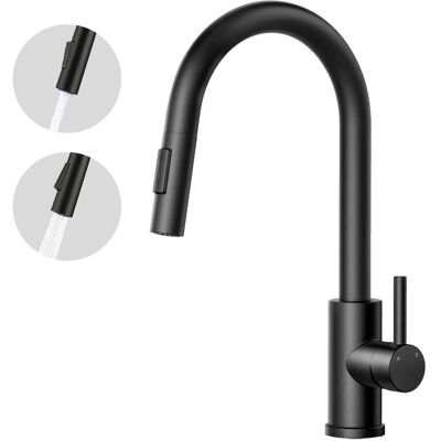AICA Küchenarmatur Säulenbrause-Wasserhahn Küche Zwei Wasserauslassmodi Mischbatterie Ausziehbar 360° Drehbar Einhand-Spültischarmatur Schwarz Matt AICA Küchenarmatur Säulenbrause-Wasserhahn Küche Zwei Wasserauslassmodi Mischbatterie Ausziehbar 360° Drehbar Einhand-Spültischarmatur Schwarz Matt