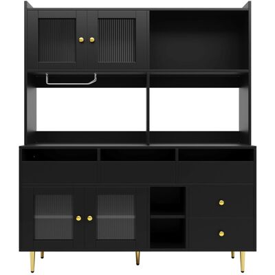 Merax Esszimmerschrank 145x39x171 cm Schwarz Changhong Glastüren Weinregal Merax Esszimmerschrank 145x39x171 cm Schwarz Changhong Glastüren Weinregal