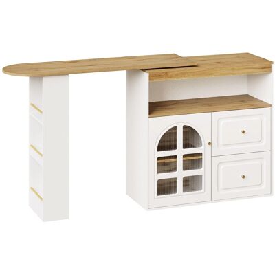 Merax 360° Drehbarer Bartisch 2 Schubladen Snackregal Ablagefach Glas Weiß Merax 360° Drehbarer Bartisch 2 Schubladen Snackregal Ablagefach Glas Weiß