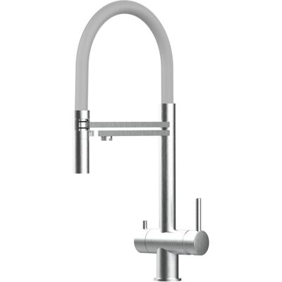 VIZIO NIEDERDRUCK 3 Wege Wasserhahn Küchenarmatur Edelstahl Massiv mit 360° Schwenkbarem Auslauf Abnehmbare 2 Strahl Handbrause Gebürstet Grau VIZIO NIEDERDRUCK 3 Wege Wasserhahn Küchenarmatur Edelstahl Massiv mit 360° Schwenkbarem Auslauf Abnehmbare 2 Strahl Handbrause Gebürstet Grau