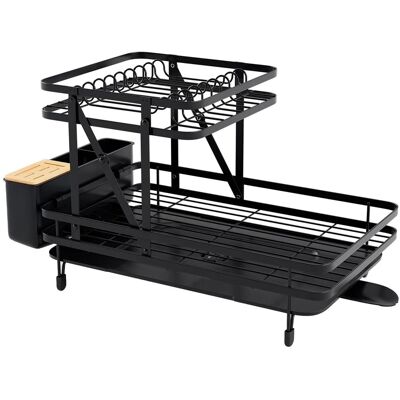 Costway Abtropfgestell 2-Stöckig Metall & 360° Drehbar Schwarz Costway Abtropfgestell 2-Stöckig Metall & 360° Drehbar Schwarz