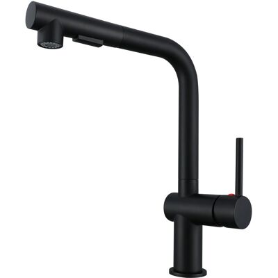 AICA L-förmiger Küchenhahn Ausziehbarer Brause Messingkern 2 Strahlarten Schwarz Matt Hochbogen Wasserhahn Küche Mischbatterie AICA L-förmiger Küchenhahn Ausziehbarer Brause Messingkern 2 Strahlarten Schwarz Matt Hochbogen Wasserhahn Küche Mischbatterie
