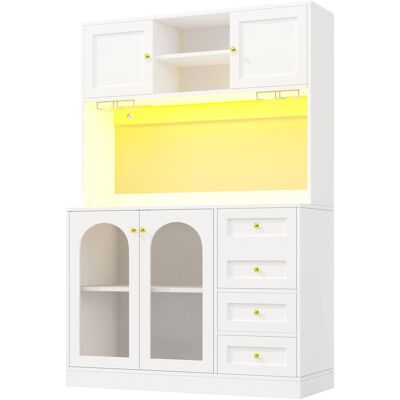 Merax Buffetschrank 120x40x188cm LED Getränkehalter 4 Türen Schwarz/Weiß Merax Buffetschrank 120x40x188cm LED Getränkehalter 4 Türen Schwarz/Weiß