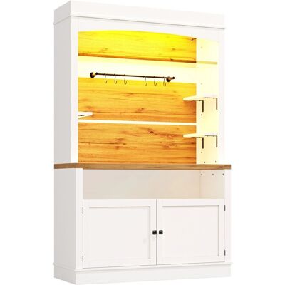 Merax Buffetschrank Set 2er LED Glasregal Hakenleiste Weiß Merax Buffetschrank Set 2er LED Glasregal Hakenleiste Weiß