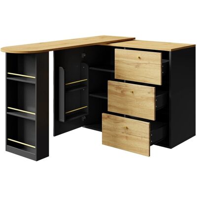 Merax Ausziehbarer Bartisch 138-204x39x104cm 360° Drehbar Stauraum Holzoptik Merax Ausziehbarer Bartisch 138-204x39x104cm 360° Drehbar Stauraum Holzoptik