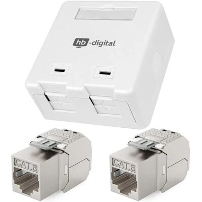 hb-digital Set Anschlussbox 2 Port Keystone Module CAT 8 hb-digital Set Anschlussbox 2 Port Keystone Module CAT 8