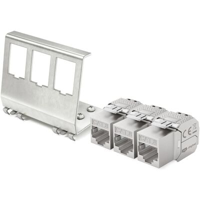 hb-digital Hutschienenadapter 3 Port mit CAT 8.1 Keystone Modul RJ45 hb-digital Hutschienenadapter 3 Port mit CAT 8.1 Keystone Modul RJ45