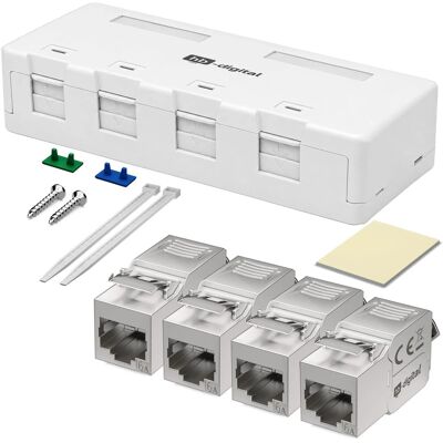 hb-digital Netzwerkdose Aufputz Set Anschlussbox 4-Port mit Keystone Module CAT 6a hb-digital Netzwerkdose Aufputz Set Anschlussbox 4-Port mit Keystone Module CAT 6a