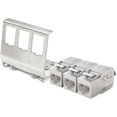 hb-digital 3-Port Hutschienenadapter mit CAT 6a Keystone Modul RJ45 hb-digital 3-Port Hutschienenadapter mit CAT 6a Keystone Modul RJ45