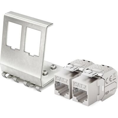 hb-digital Hutschienenadapter 2 Port mit CAT 7 Keystone Modul RJ45 hb-digital Hutschienenadapter 2 Port mit CAT 7 Keystone Modul RJ45