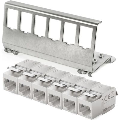 hb-digital Hutschienenadapter 6 Port mit CAT 6a Keystone Modul RJ45 hb-digital Hutschienenadapter 6 Port mit CAT 6a Keystone Modul RJ45