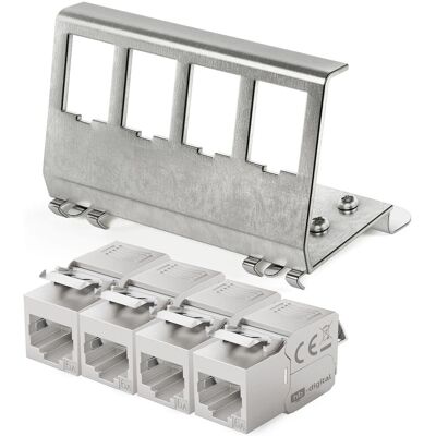 hb-digital Hutschienenadapter 4 Port mit CAT 6a Keystone Modul RJ45 hb-digital Hutschienenadapter 4 Port mit CAT 6a Keystone Modul RJ45