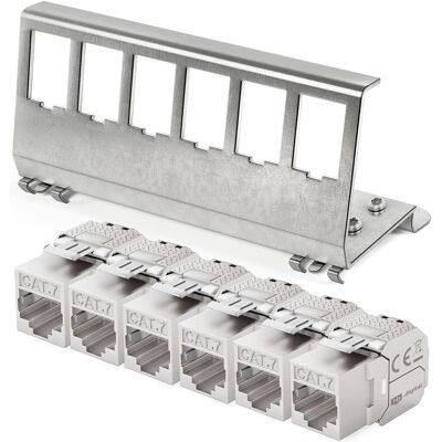 hb-digital Hutschienenadapter 6 Port mit CAT 7 Keystone Modul RJ46 hb-digital Hutschienenadapter 6 Port mit CAT 7 Keystone Modul RJ46