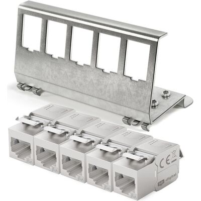 hb-digital Hutschienenadapter 5 Port mit CAT 6a Keystone Modul RJ45 hb-digital Hutschienenadapter 5 Port mit CAT 6a Keystone Modul RJ45