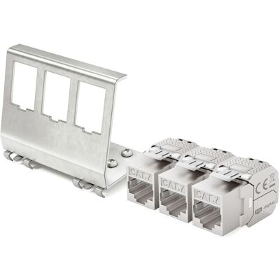 hb-digital Hutschienenadapter 3 Port mit CAT 7 Keystone Modul RJ45 hb-digital Hutschienenadapter 3 Port mit CAT 7 Keystone Modul RJ45