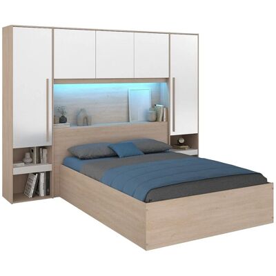 Vente-unique Bett Mit Bettkasten Velona Naturfarben Hell Weiß 265.2 cm Vente-unique Bett Mit Bettkasten Velona Naturfarben Hell Weiß 265.2 cm
