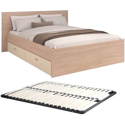 Vente-unique Bettrahmen Velona Beige Naturfarben Hell 164.4 cm Vente-unique Bettrahmen Velona Beige Naturfarben Hell 164.4 cm