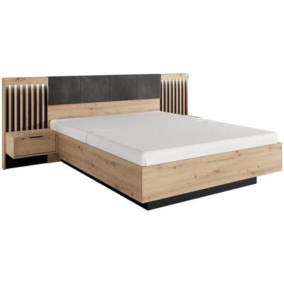 Vente-unique Bettrahmen Ariada Schwarz Naturfarben Hell 264 cm Vente-unique Bettrahmen Ariada Schwarz Naturfarben Hell 264 cm