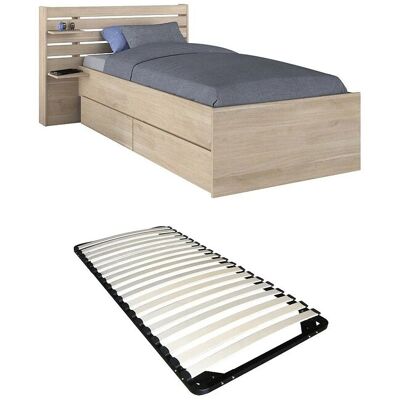 Vente-unique Bettrahmen Tenalia Naturfarben Hell 121.5 cm Vente-unique Bettrahmen Tenalia Naturfarben Hell 121.5 cm