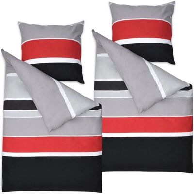 Beautissu Delia Bettbezug 155x220cm + Kissenbezug 80x80cm Gestreift Renforcé 4tlg Beautissu Delia Bettbezug 155x220cm + Kissenbezug 80x80cm Gestreift Renforcé 4tlg