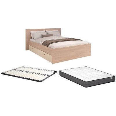 Vente-unique Bettrahmen Velona Beige Naturfarben Hell 164.4 cm Vente-unique Bettrahmen Velona Beige Naturfarben Hell 164.4 cm