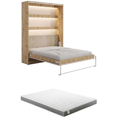 Vente-unique Schrankbett Rapili Beige Naturfarben Hell 159 cm Vente-unique Schrankbett Rapili Beige Naturfarben Hell 159 cm