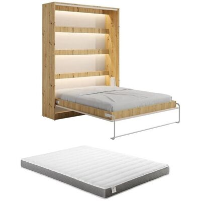 Vente-unique Schrankbett Rapili Beige Naturfarben Hell 159 cm Vente-unique Schrankbett Rapili Beige Naturfarben Hell 159 cm
