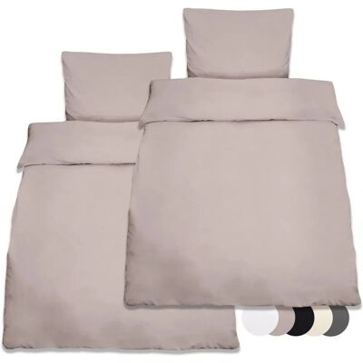 Beautissu Julie Bettbezug 135x200cm + Kissenbezug 80x80cm Taupe Renforcé 4tlg Beautissu Julie Bettbezug 135x200cm + Kissenbezug 80x80cm Taupe Renforcé 4tlg