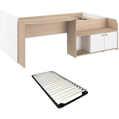 Vente-unique Bettkombination Mivona Naturfarben Hell Weiß 136 cm Vente-unique Bettkombination Mivona Naturfarben Hell Weiß 136 cm