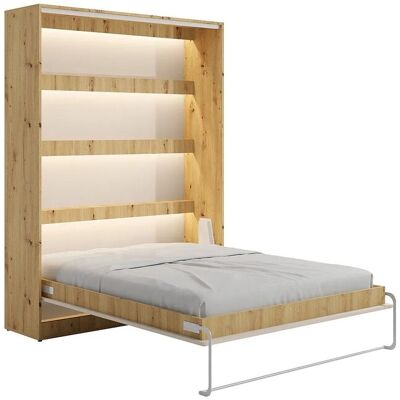 Vente-unique Schrankbett Rapili Beige Naturfarben Hell 159 cm Vente-unique Schrankbett Rapili Beige Naturfarben Hell 159 cm
