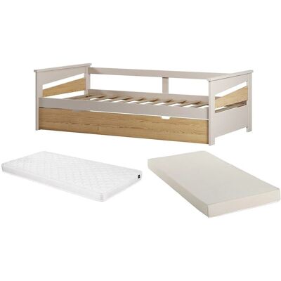 Vente-unique Bettrahmen Luravo Beige Naturfarben Hell 198.5 cm Vente-unique Bettrahmen Luravo Beige Naturfarben Hell 198.5 cm