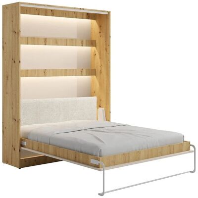 Vente-unique Schrankbett Rapili Beige Naturfarben Hell 159 cm Vente-unique Schrankbett Rapili Beige Naturfarben Hell 159 cm