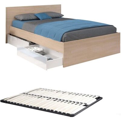 Vente-unique Bettrahmen Velona Naturfarben Hell Weiß 164.4 cm Vente-unique Bettrahmen Velona Naturfarben Hell Weiß 164.4 cm