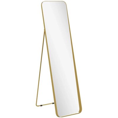 HOMCOM Ganzkörperspiegel Metall Glas 40L x 6B x 160H cm Gold HOMCOM Ganzkörperspiegel Metall Glas 40L x 6B x 160H cm Gold