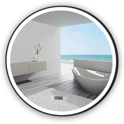 Aica Sanitär Spiegel Rund 70 cm Schwarz Badspiegel mit Uhr Drei Lichtfarbe Dimmbar Memory Neutral-Warm-Kaltweiß Touch Wandschalter Beschlagfrei Aica Sanitär Spiegel Rund 70 cm Schwarz Badspiegel mit Uhr Drei Lichtfarbe Dimmbar Memory Neutral-Warm-Kaltweiß Touch Wandschalter Beschlagfrei