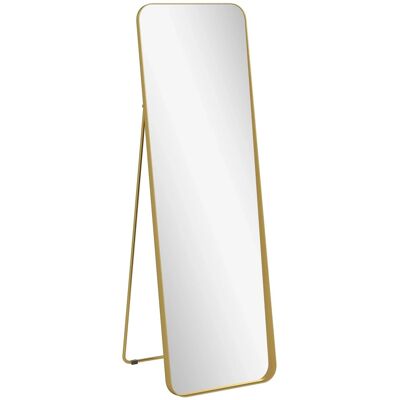 HOMCOM Ganzkörperspiegel Metall Glas 50L x 6B x 160H cm Gold HOMCOM Ganzkörperspiegel Metall Glas 50L x 6B x 160H cm Gold