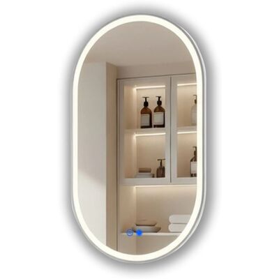 ARTFORMA LED Badspiegel Oval 50x80 cm mit Beleuchtung Rahmen Gebürstetes Silber Antibeschlag Touch IP44 ARTFORMA LED Badspiegel Oval 50x80 cm mit Beleuchtung Rahmen Gebürstetes Silber Antibeschlag Touch IP44
